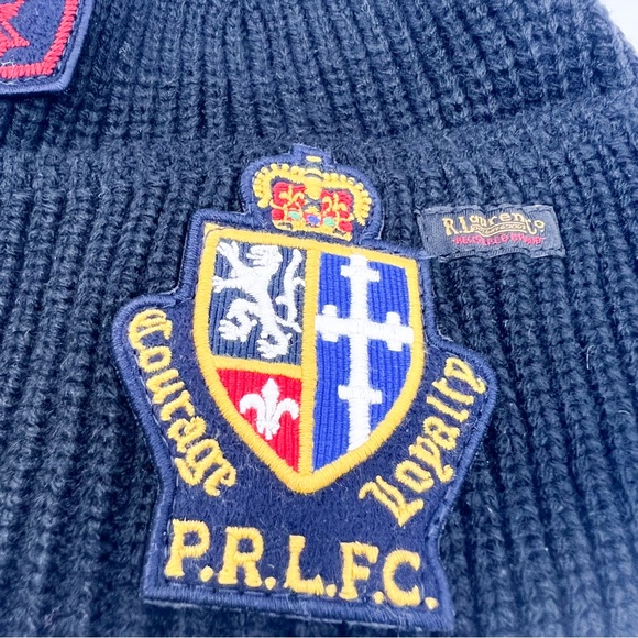 Polo Ralph Lauren BLACK Patched Courage Loyalty Knit Beanie Hat - Picture 9 of 14